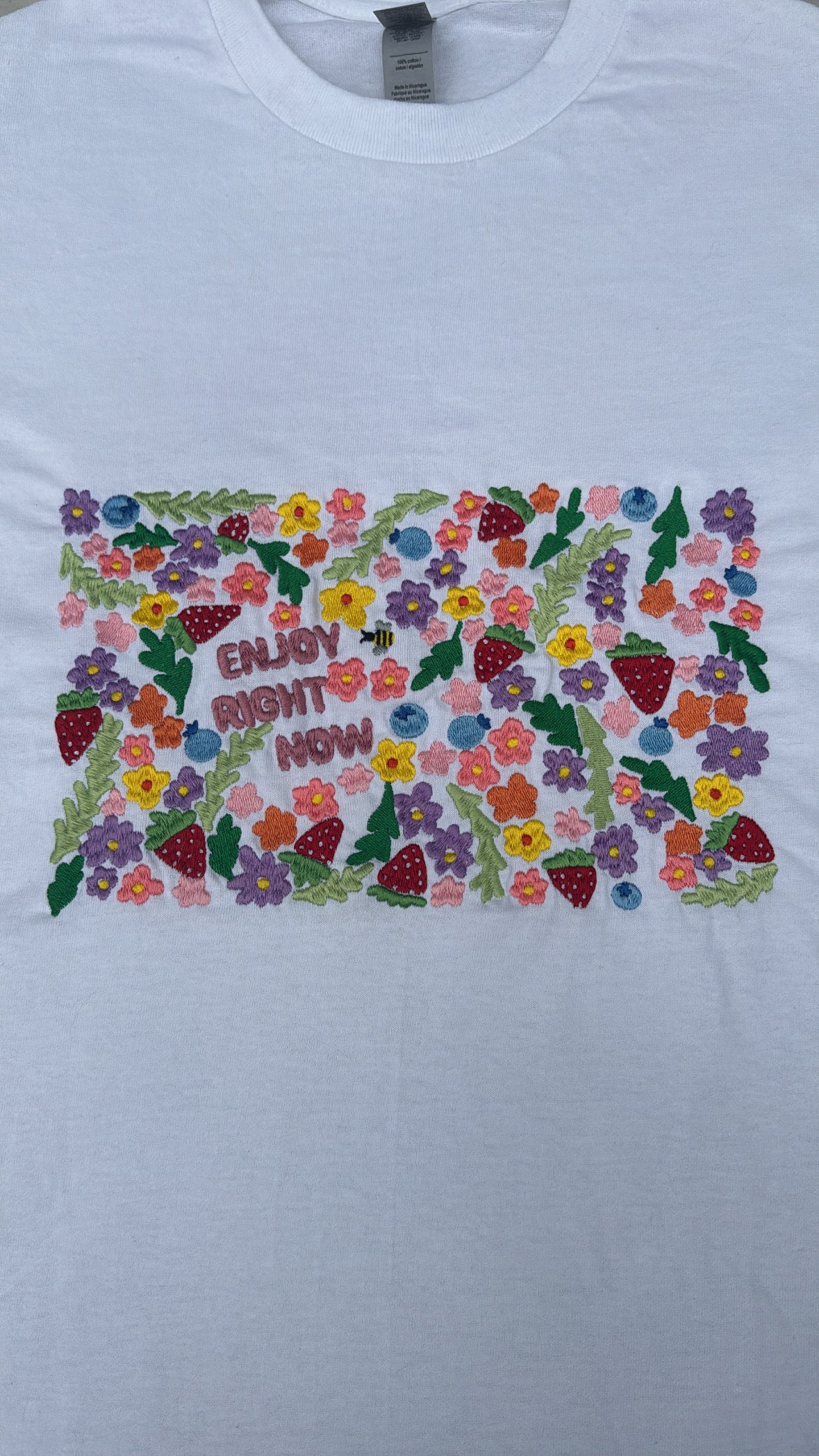 Enjoy Right Now Embroidered T-Shirt