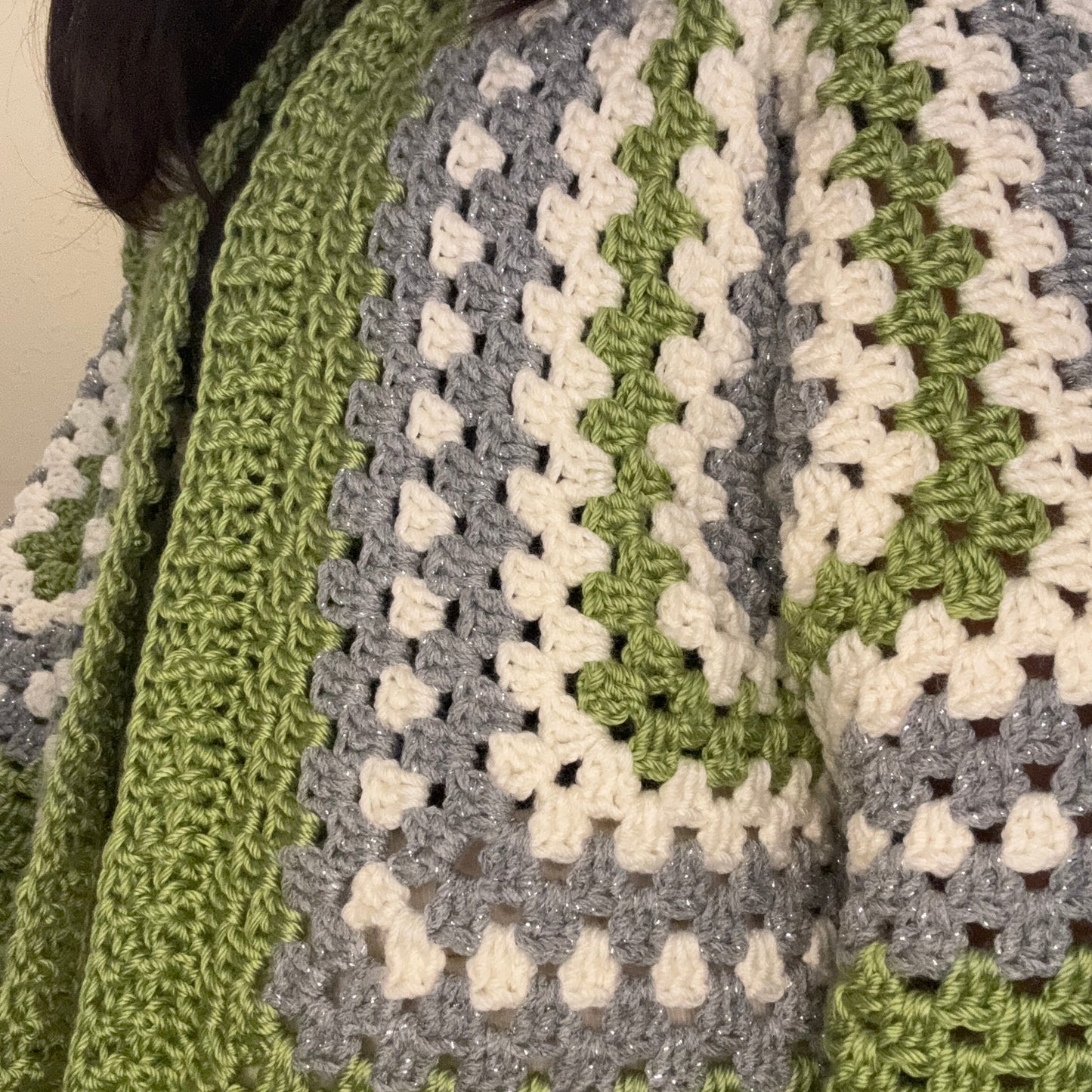 Green Granny Square Cardigan