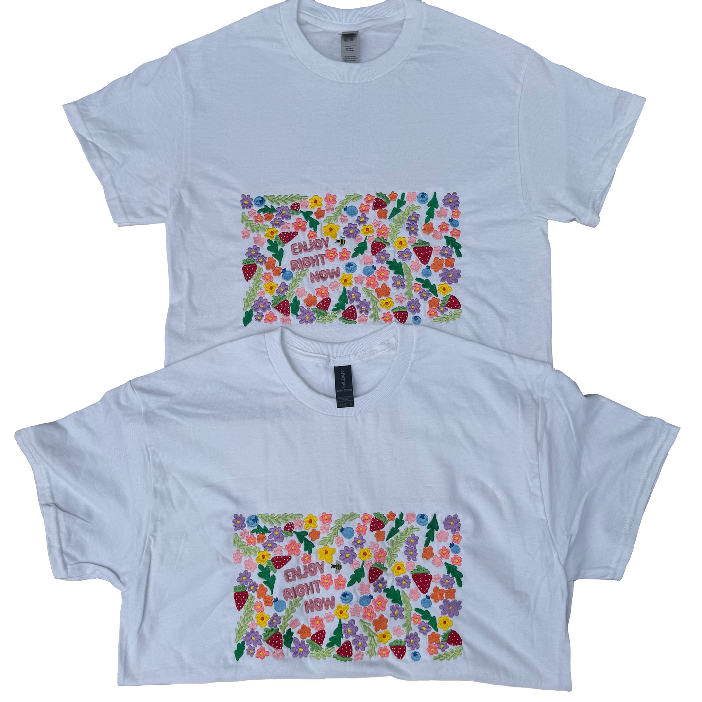 Enjoy Right Now Embroidered T-Shirt