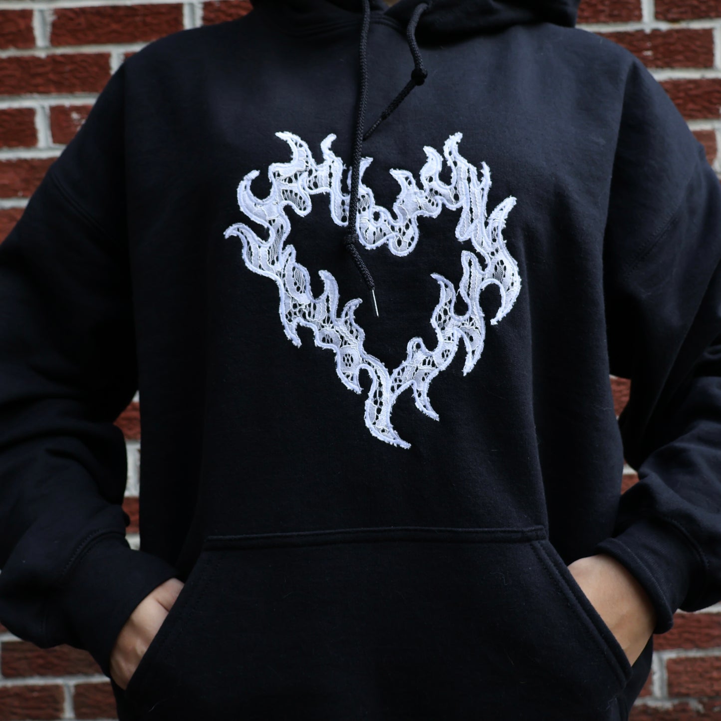 Lace Flame Heart Hoodie