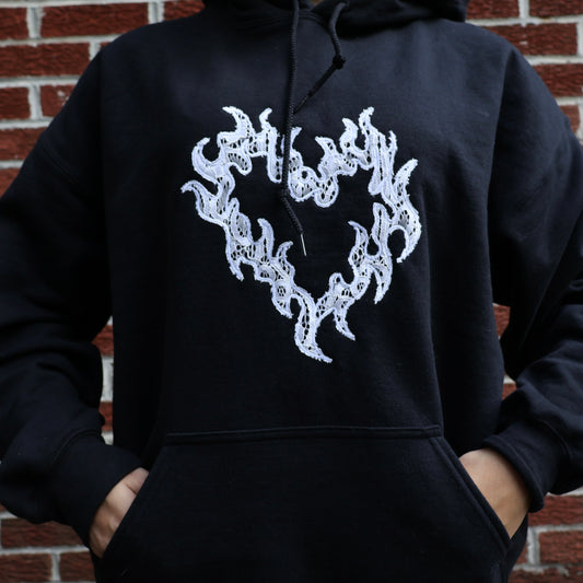 Lace Flame Heart Hoodie