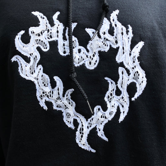 Lace Flame Heart Hoodie