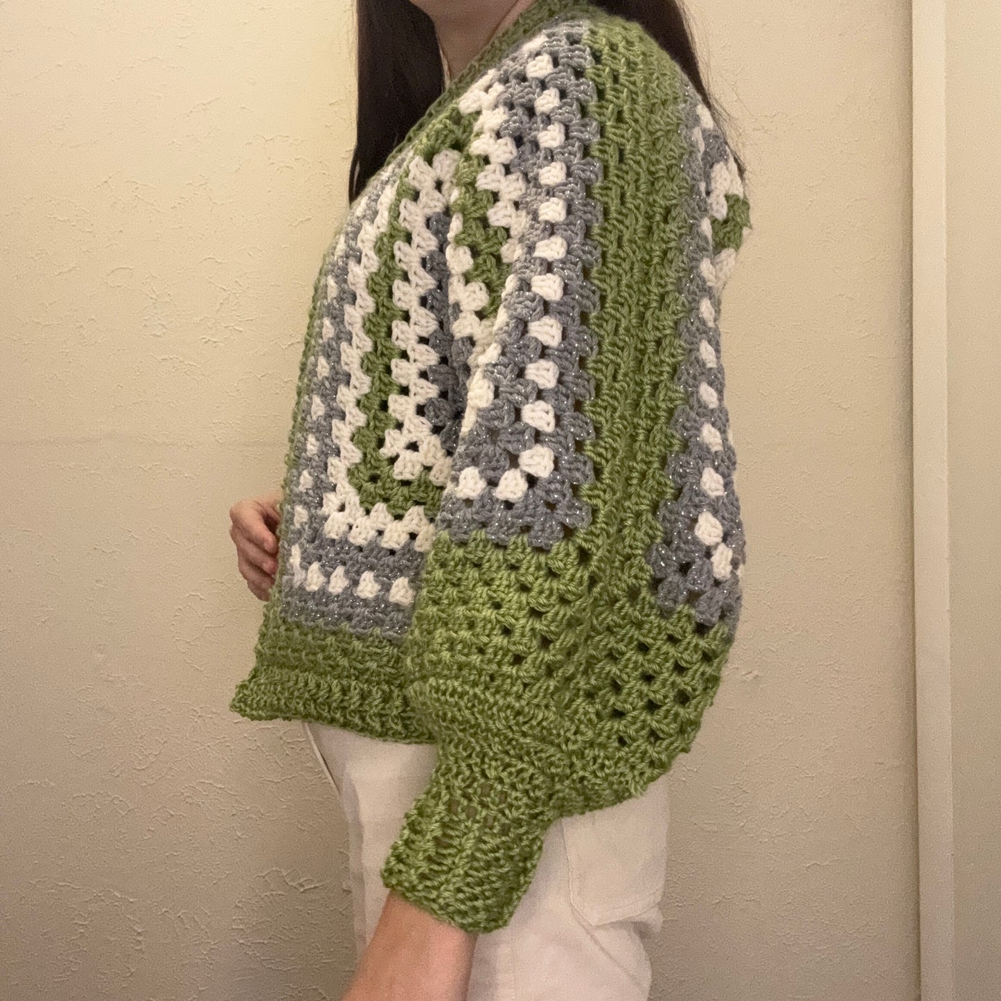 Green Granny Square Cardigan