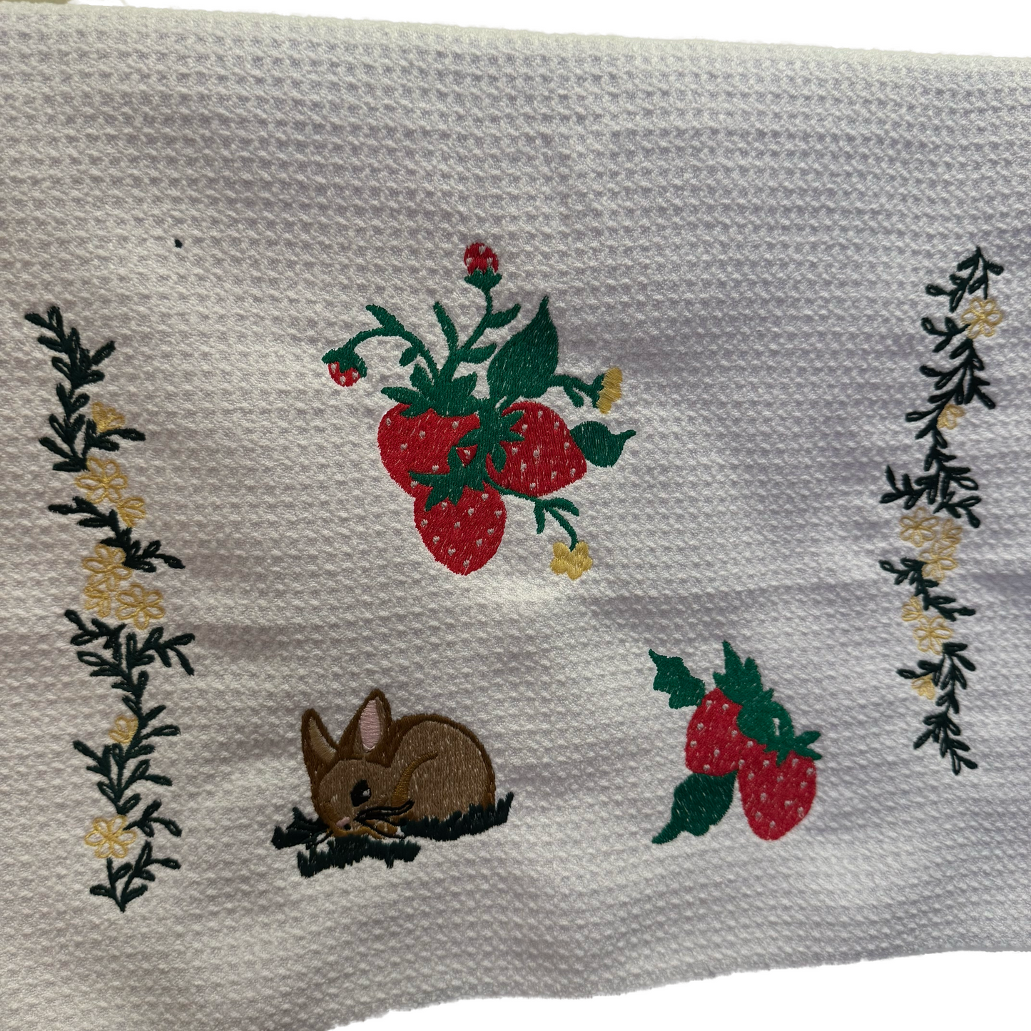 Strawberry Bunny Waffle Weave Towel