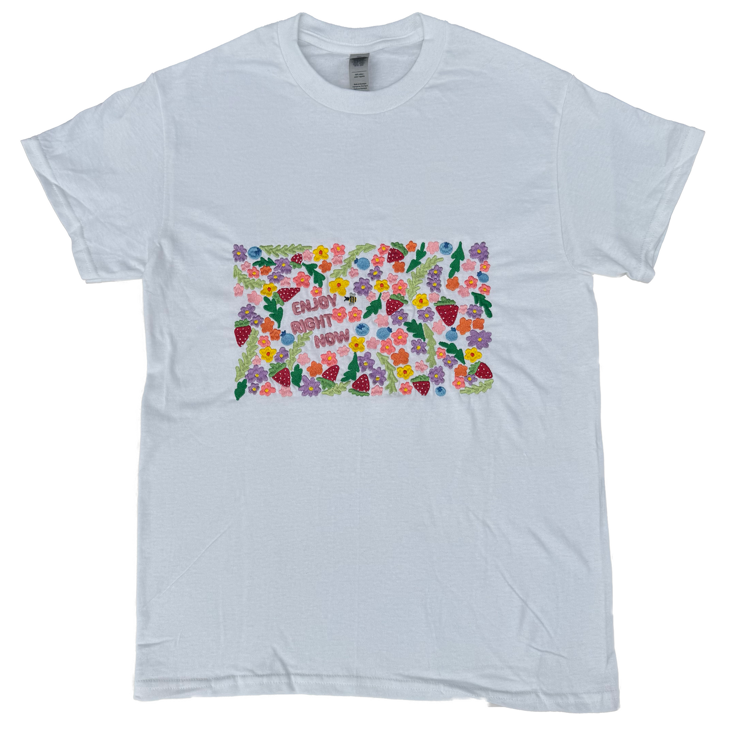 Enjoy Right Now Embroidered T-Shirt