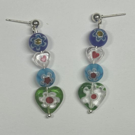 Green Glass Bead Earring
