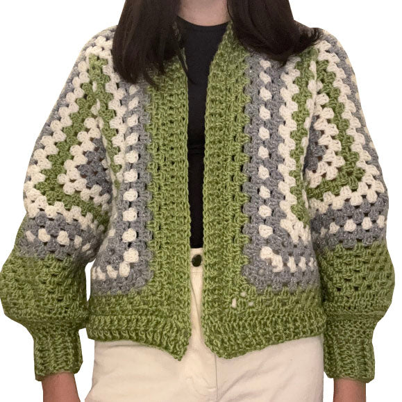 Green Granny Square Cardigan
